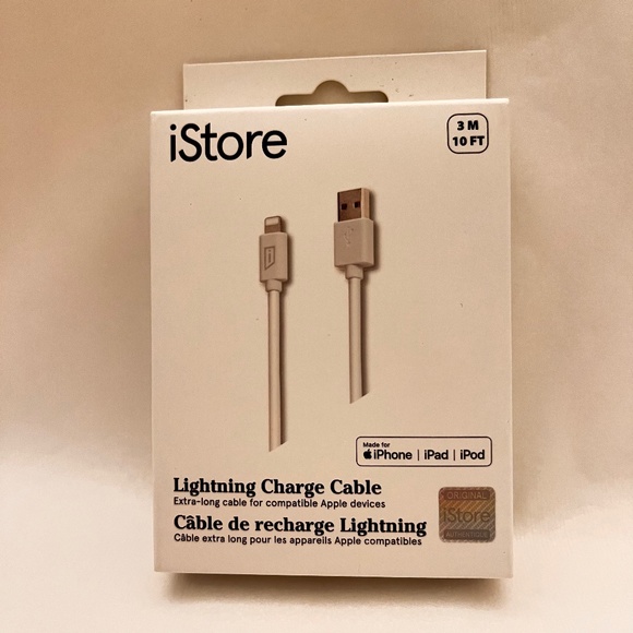 iStore Lightning Charge Cable 10 Feet / 3 Meter White Charge and Sync Cable - Picture 6 of 6